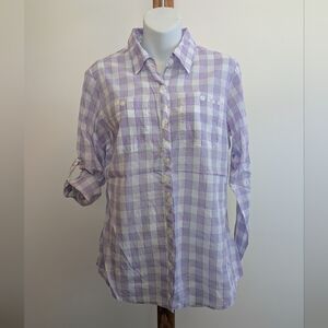 Columbia PGG Purple Plaid Button Down Shirt Medium